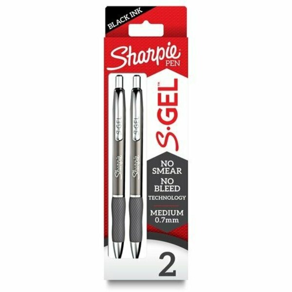 Newell Brands Sharpie Pen, Gel, 0.7mm, Gunmetal Barrel/Black Ink, 2PK SAN2134918